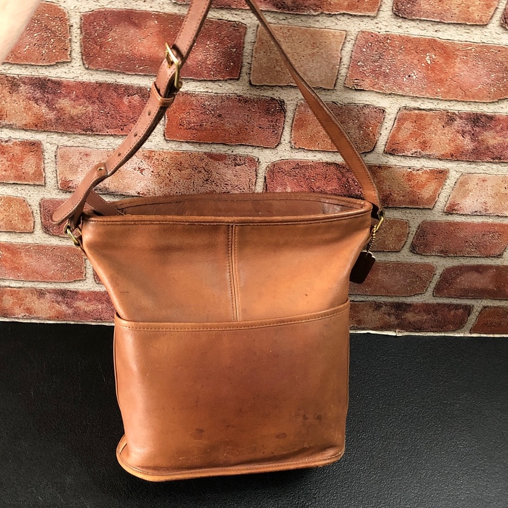 Vintage Coach Bleeker Feeder Bucket Bag British Tan Crossbody Shoulder - Picture 10 of 15